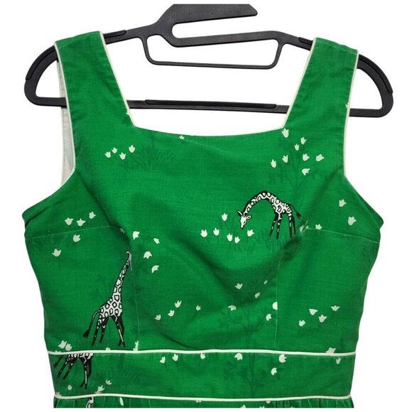 Vintage 1970s Jenny Giraffe Novelty Print Fit & Flare Midi Dress - Picture 4 of 13